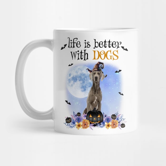 Weimaraner Witch Hat Life Is Better With Dogs Halloween by Marcelo Nimtz